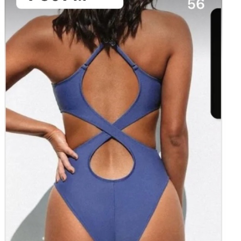 Cupshe Black One Piece Swimsuit Crisscross back Sexy Size Large
